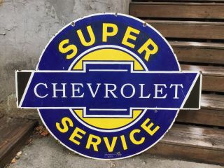 Very Large Chevrolet Double Sided Porcelain Sign 5