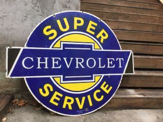 Very Large Chevrolet Double Sided Porcelain Sign 6