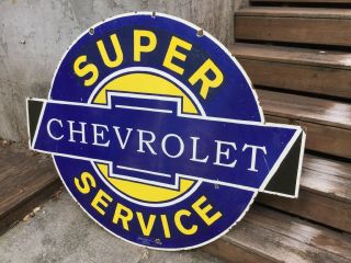 Very Large Chevrolet Double Sided Porcelain Sign 9