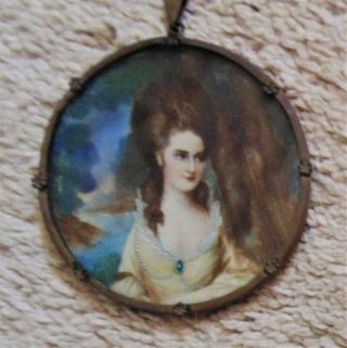Antique French Miniature Portrait Of Marie Antoinette Watercolor Painting