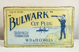 Vintage Bulwark Cut Plug 1lb Tobacco Tin W.  D.  & H.  O.  Wills