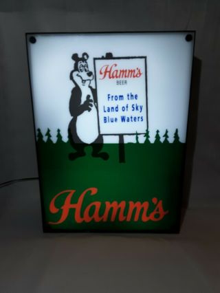 Beer Sign Hamms Beer From The Land Of Sky Blue Waters Lighted Sign 18 " ×14 "