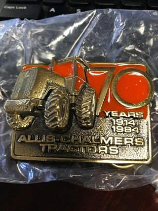 1984 Allis - Chalmers 70 Tractor Brass Belt Buckle.  Limited Edition
