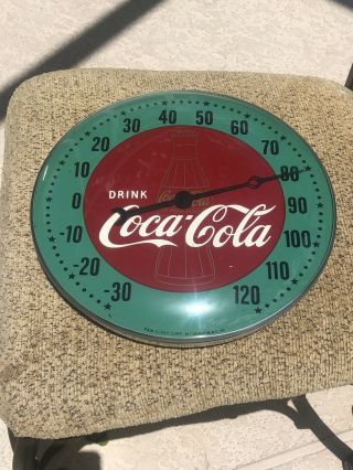 1948 Pam Clock Co.  Bubble Glass Hi - D Coca Cola Thermometer