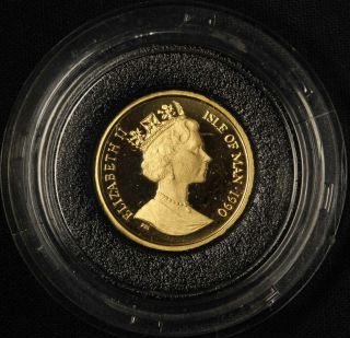 1990 Isle Of Man 1/10 Oz Gold Cat Proof - Ny Alley - Usa