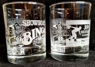 Showboat Casino - 4 Glass Set - Tumblers Glasses - Bingo,  Bowling - Las Vegas