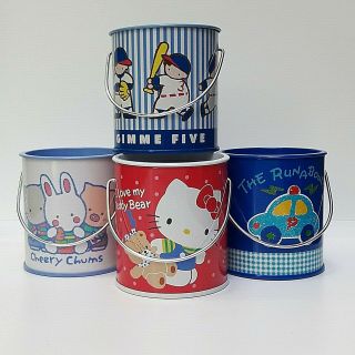 4 X Sanrio Hello Kitty Cheery Chums Ship Baseball Piggy Bank Coin Canned Handle