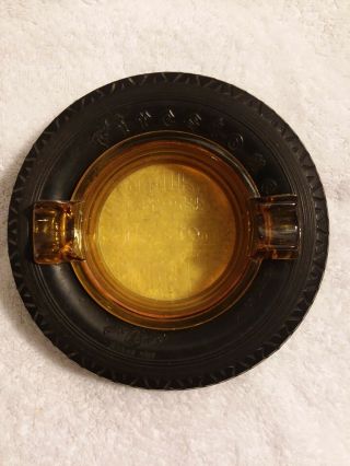 Firestone Tire Ashtray 1934 Vintage Amber Glass Century Of Progress Chicago