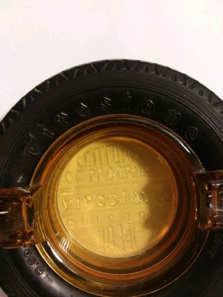 FIRESTONE Tire Ashtray 1934 Vintage Amber Glass Century of Progress Chicago 2