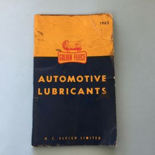 1963 Golden Fleece Motor Oil Automotive Lubricants Old Book Hc Sleigh Ltd