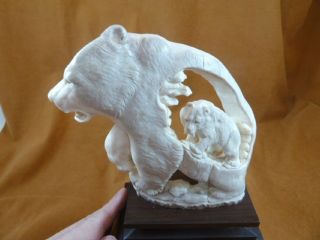 (bear - 22) Bear Cut Out Design Cub Shed Antler Figurine Bali Detailed Carving
