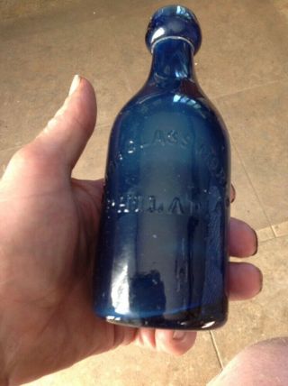 Blob Soda Cobalt Blue Bottle Union Glass Philadelphia Pa 1860 ' s 6