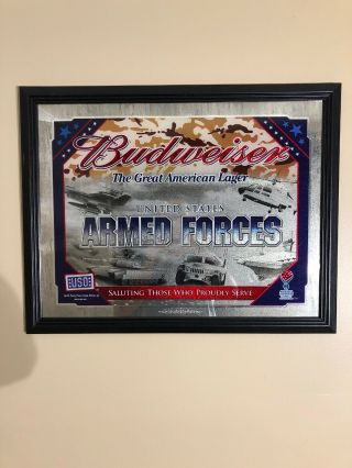 Budweiser United States Armed Forces Saluting Military Bar Mirror