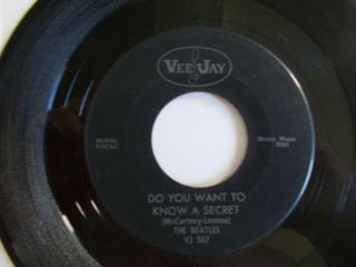 Beatles - 1964 Vj Vee Jay Black Label " Do You Want To Know A Secret " 45 - Vg,