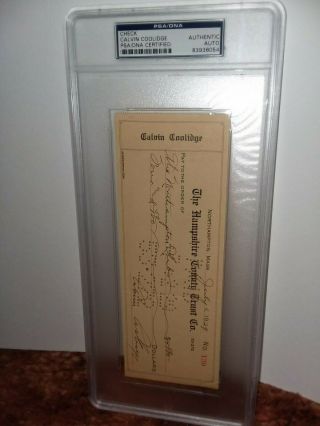 Calvin Coolidge.  Signed Check,  July 1,  1929,  Psa/dna Certified