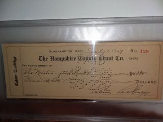 CALVIN COOLIDGE.  signed check,  July 1,  1929,  PSA/DNA certified 2