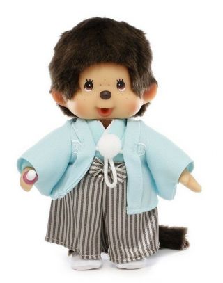 Monchhichi Hakama Kimono Plush Doll H20cm 7.  8 " Sekiguchi Japan F/s Tracking