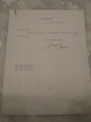 President William Howard Taft Hand Signed Letter