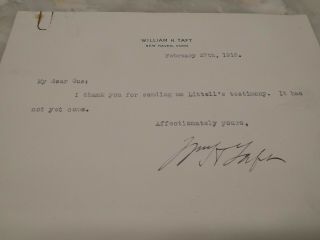 President William Howard Taft Hand Signed Letter 2