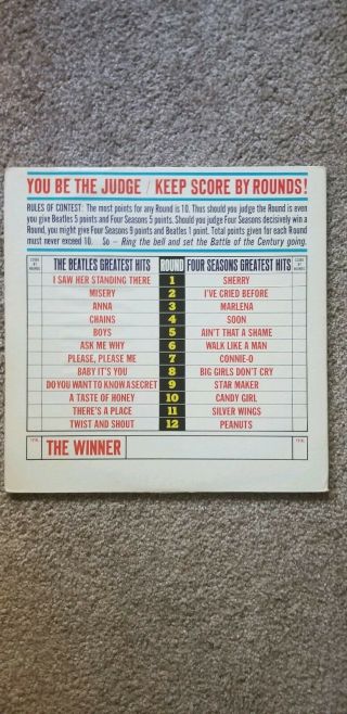 The Beatles vs The Four Seasons 1964 VJ DX 30 Mono 2 L.  P.  With Poster 2