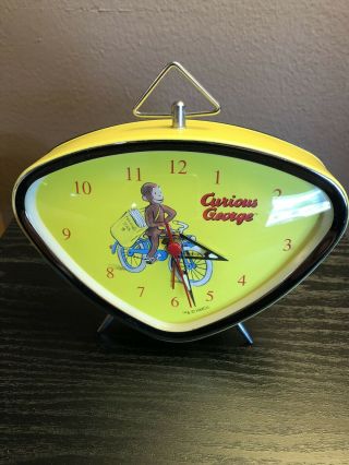 Hmo Co.  Yellow Triangle Curious George Alarm Clock Footed Retro Style