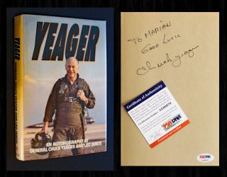 Chuck Yeager Signed Psa/dna - " Yeager " - (bell X - 1,  Sound Barrier,  Aviation) 5