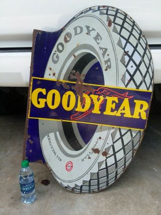 Goodyear sign porcelain Flange Gas & Oil - Guaranteed 2