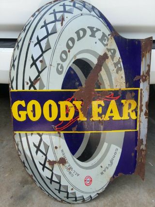 Goodyear sign porcelain Flange Gas & Oil - Guaranteed 4
