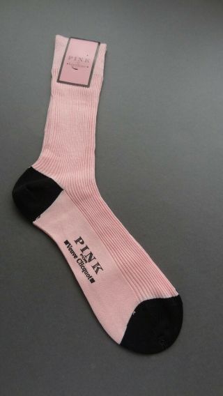 Rare Veuve Clicquot For Thomas Pink Cotton Men’s Socks Size Us 6 - 7/eu 39 - 41