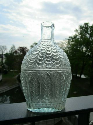, Rare,  Stunning Geometric Pattern German Flask / Pontil / C1840,  Wow,