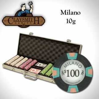 500 Pc Milano Pure Clay 10 Gram Poker Chips Set Aluminum Case - Pick Chips