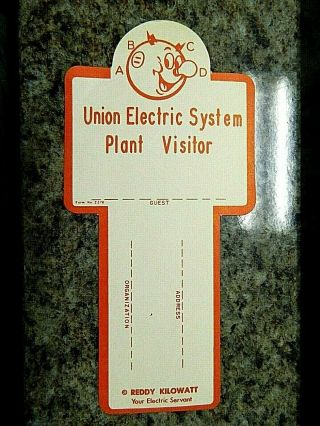 Vintage Union Electric System Plant Visitor Card Reddy Kilowatt