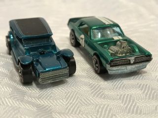 Q13a Vintage Hot Wheels Red Line 1969 HK The Demon & Nitty Gritty Kitty Green 2