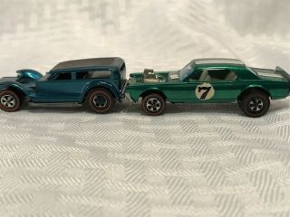 Q13a Vintage Hot Wheels Red Line 1969 HK The Demon & Nitty Gritty Kitty Green 4