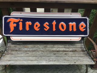Firestone Tire Embossed Metal Sign