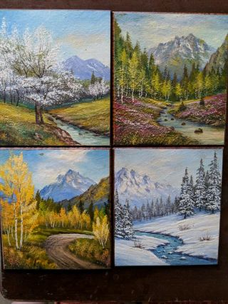 Carl Beck (1893 - 1969) Rare Full Set Of 4 Seasons Rocky Mts Co Impressionist Oils