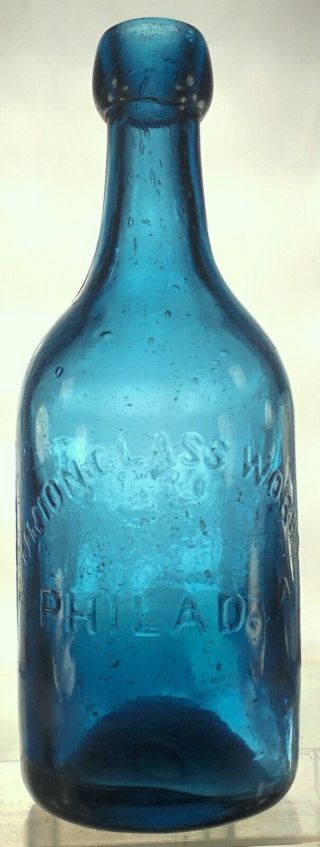 Union Glass Philadelphia Antique Applied Top Bottle.  Slug Plate Reverse.