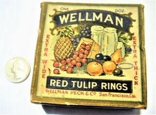 Fruit Jar Rubbers Box " Wellman Red Tulip Rings " San Francisco W/coffee Tin Pic 