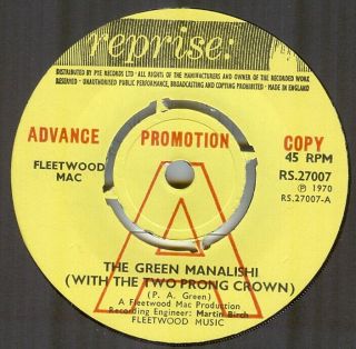Fleetwood Mac The Green Manalishi Demo Picture Sleeve Listen
