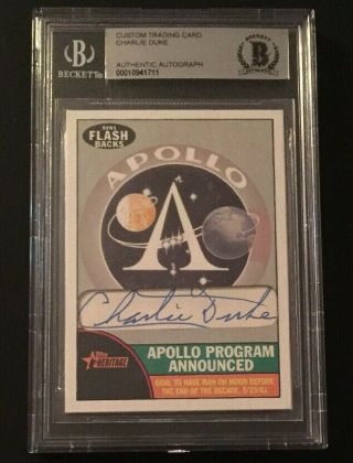 Charlie Duke Signed Custom Trading Card Apollo 16 Astronaut Bas 10941711