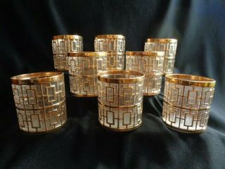 Imperial Glass 8 - Gold Shoji Old Fashion Glasses - Hollywood Regency