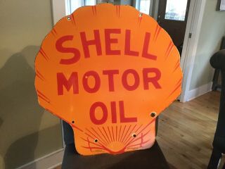 Old Shell Motor Oil Double Sided Porcelain Sign
