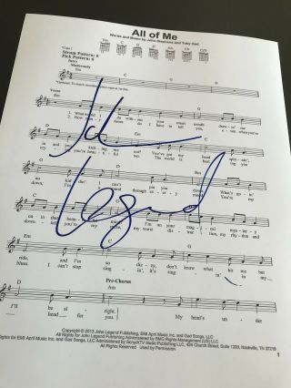 John Legend Signed Autograph Sheet Music All Of Me Lyrics In Person Auto
