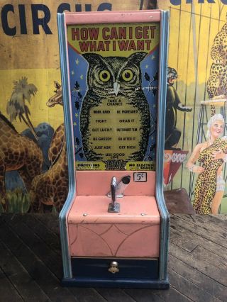Vintage Coin Operated Exhibit Supply Owl Trade Simulator Carnival Circus Esco