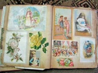 Antique Victorian Trade Card Album Over 50 Cards Scrap Calling Cards Nr