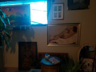 Gorgeous 1940 ' s Mid Century painting Naked NUDE Woman.  Unknown artist. 12
