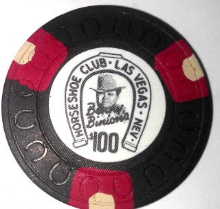Binions Horseshoe $100 Obsolete Black Red White Horseshoemold Casino Chip