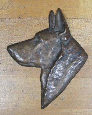 Old Bronze German Shepherd Medallion Dog Paperweight Desk Art High Relief