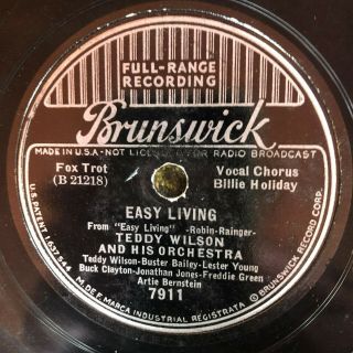 Bruns 7911 Billie Holiday W Teddy Wilson Orch W Lester Young 78 Rpm Jazz 1938 E -