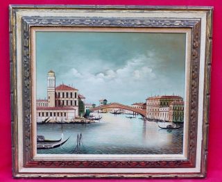 Venice Italy Italian Painting Signed Sordo River Waterway Gondolas Architecture